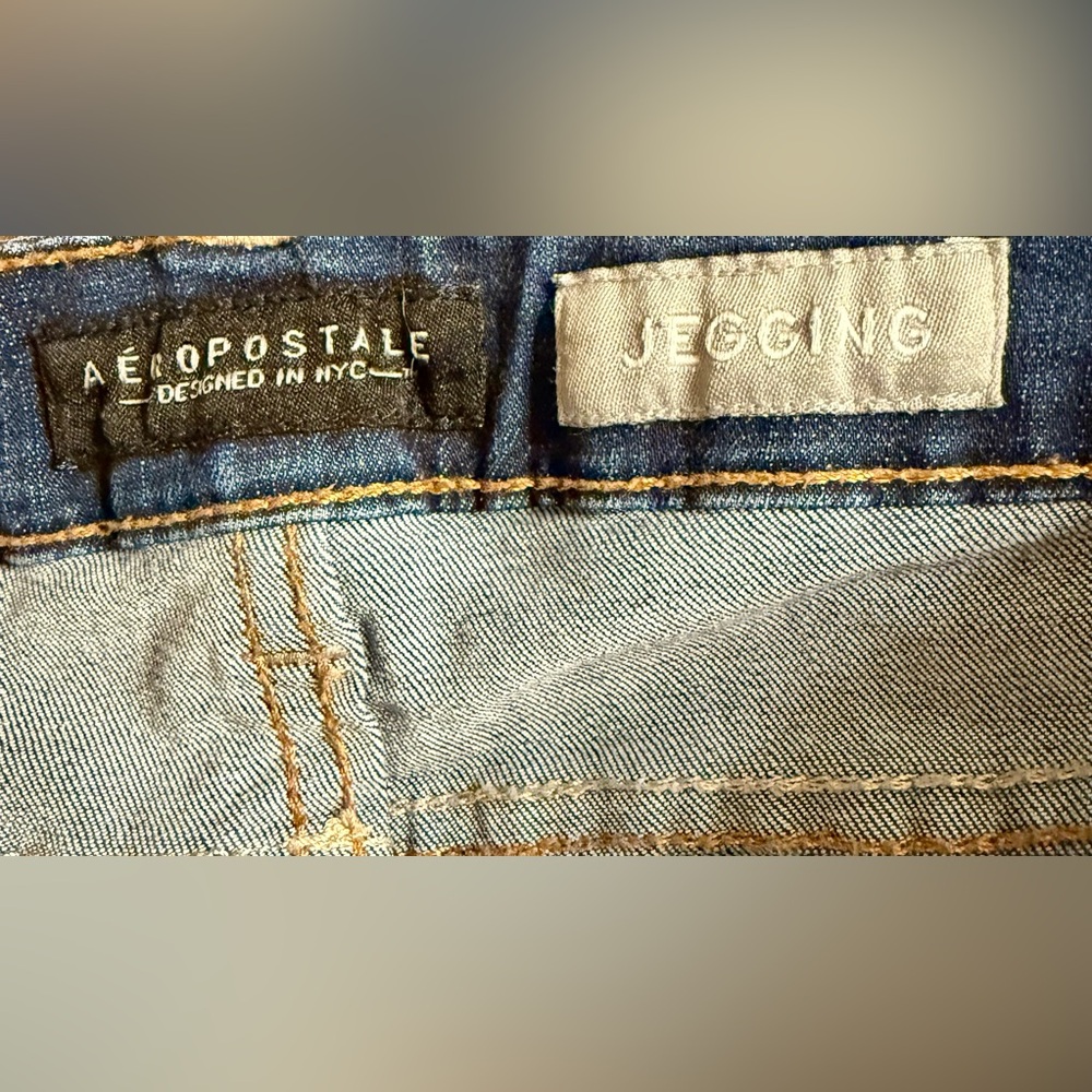 Aeropostale Size 6 Reg Skinny Jeggings Dark Wash Distressed Stretch - Picture 10 of 15